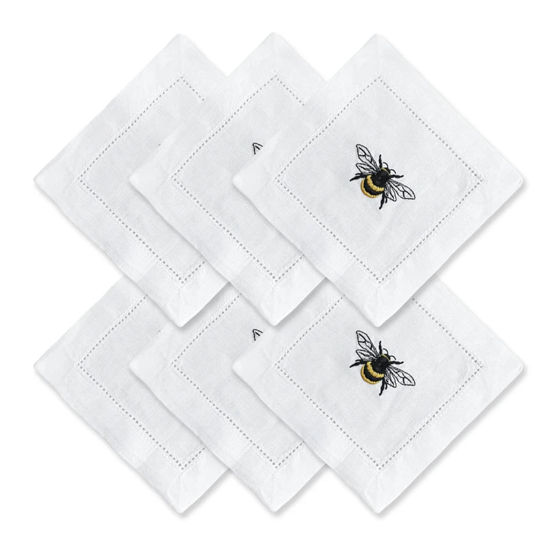 Embroidered Bee Cocktail Napkin