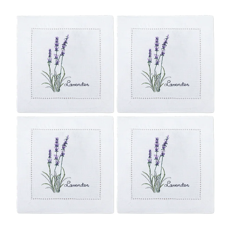 Embroidered Herb Cocktail Napkin